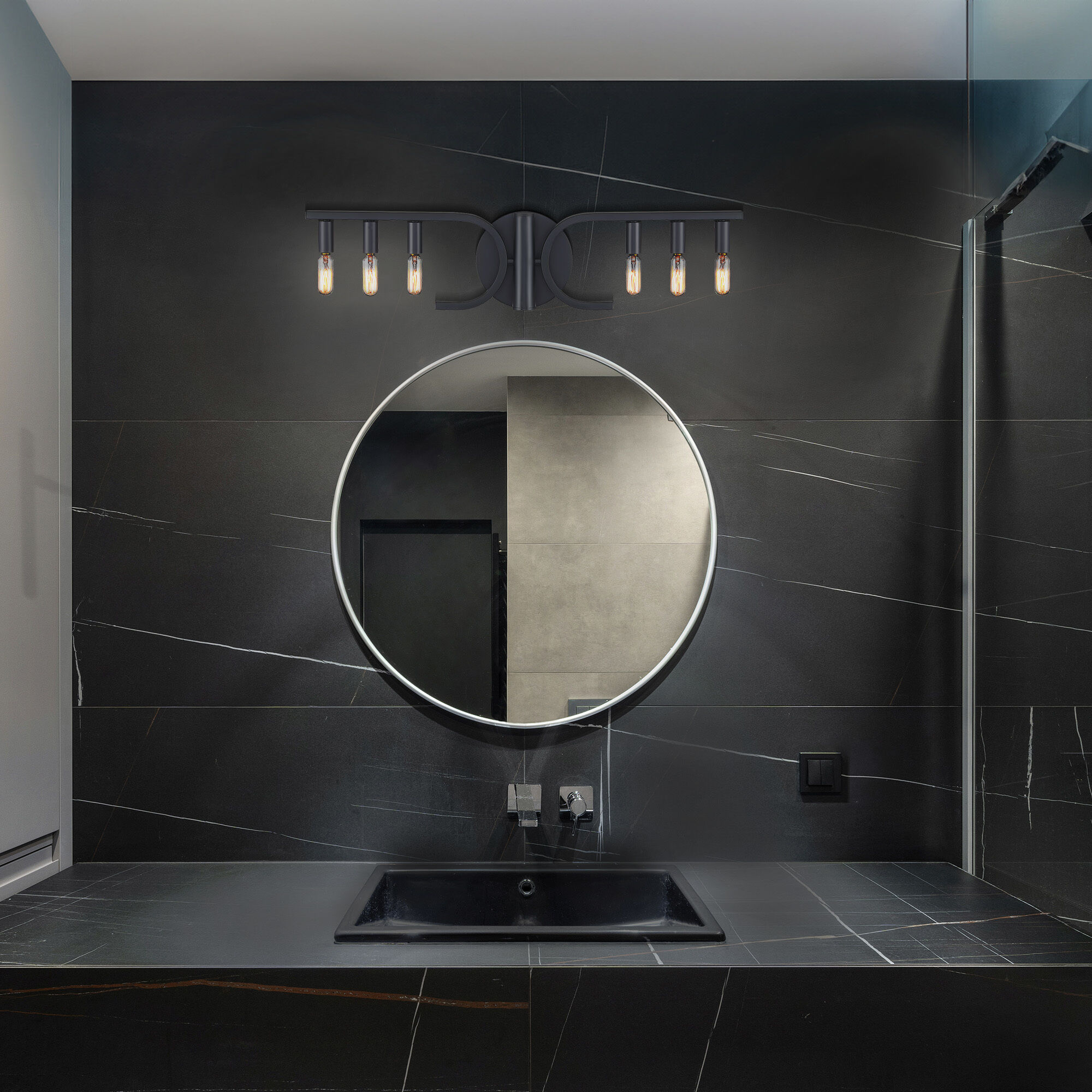 Skye 6 Light 27.5 inch Matte Black Vanity Light Wall Light